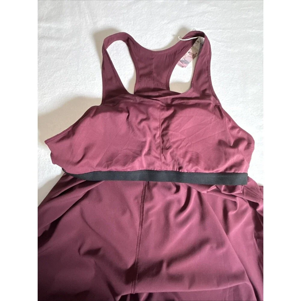 Halara Breezeful Backless Racerback Midi Dress Womens XL Burgundy Quick Dry NWT